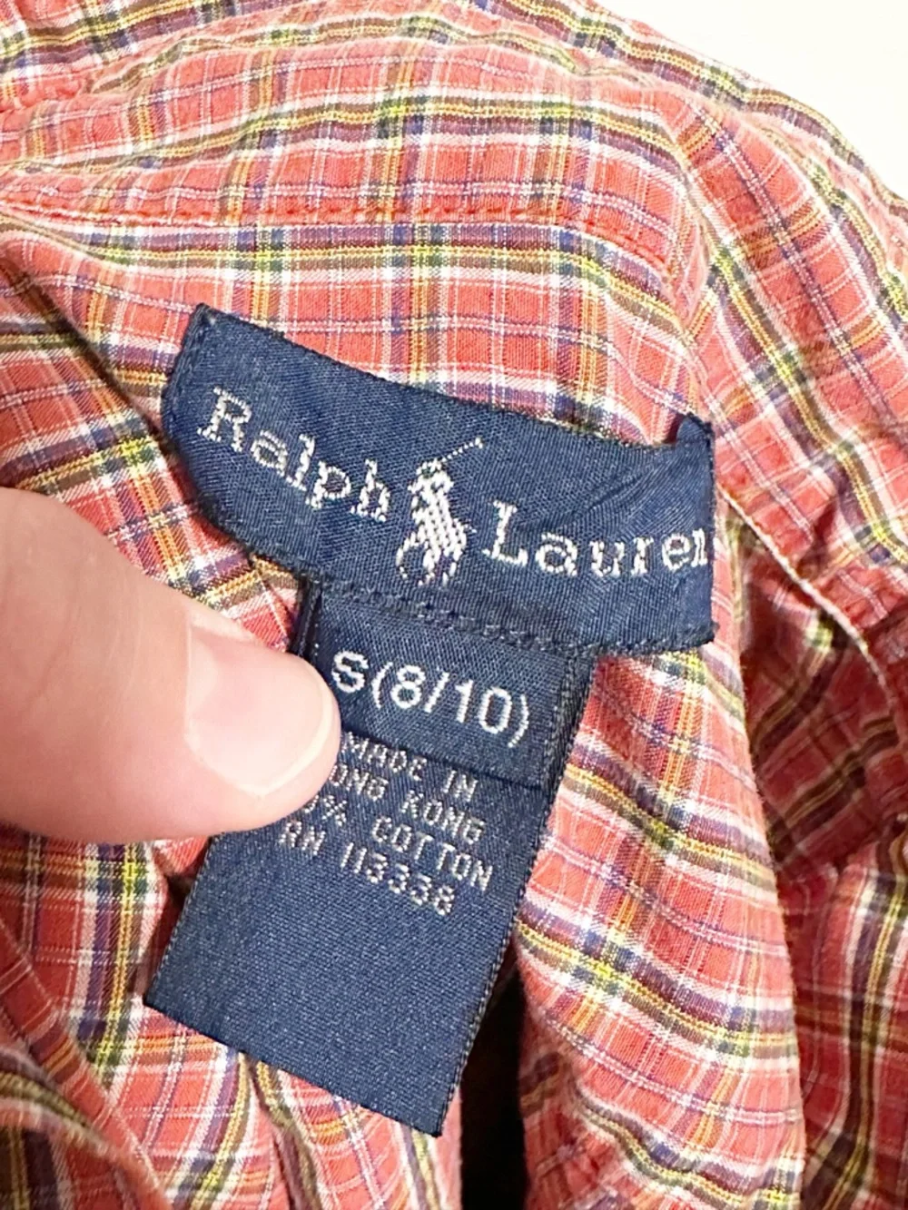 Ralph Lauren Boys S (8/10) Plaid Button Down Shirt Red Blue Yellow Preppy